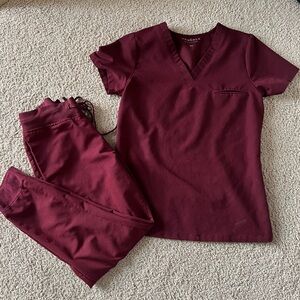 Mandala Scrubs Women’s Red Burgundy Scrub Set